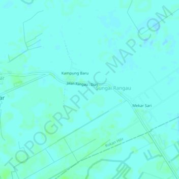 Topografisk kort Rantau Kopar, højde, terræn
