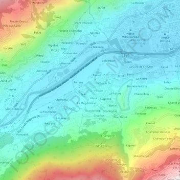 Topografisk kort La Combaz, højde, terræn