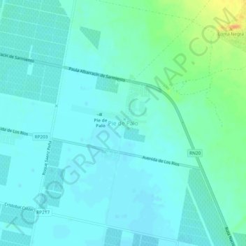 Topografisk kort Pie de Palo, højde, terræn