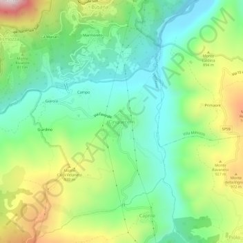 Topografisk kort Cinquecerri, højde, terræn