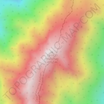 Topografisk kort Cerro El Manchao, højde, terræn