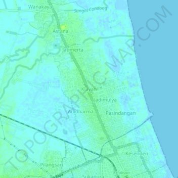 Topografisk kort Klayan, højde, terræn