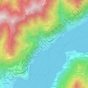 Topografisk kort Borgo, højde, terræn