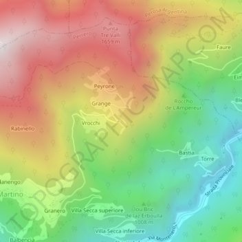 Topografisk kort Crota d'Plenc (Pro Loco Bovile), højde, terræn