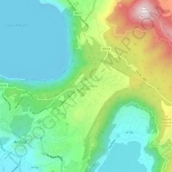 Topografisk kort Monte Gentile, højde, terræn