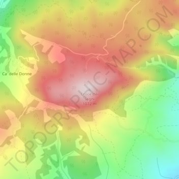 Topografisk kort Croce dei segni, højde, terræn