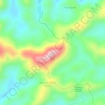 Topografisk kort Morro do Pico Agudo, højde, terræn