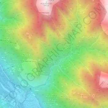 Topografisk kort Int in Cèir, højde, terræn