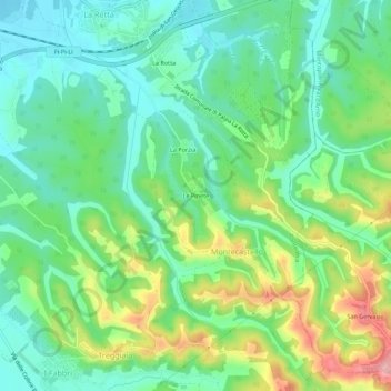Topografisk kort Le Pinete, højde, terræn