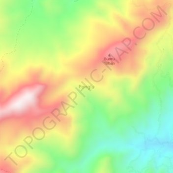 Topografisk kort Ponglu, højde, terræn