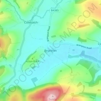 Topografisk kort Brockton, højde, terræn