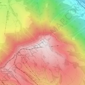 Topografisk kort Rigi, højde, terræn