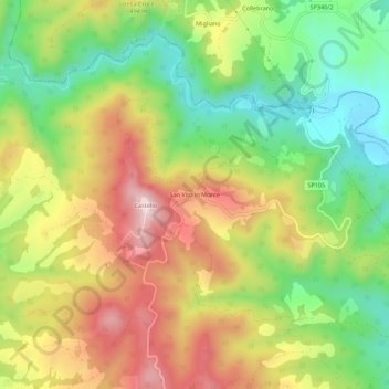 Topografisk kort San Vito in Monte, højde, terræn