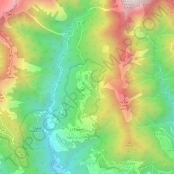 Topografisk kort Azzano, højde, terræn