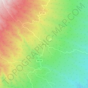 Topografisk kort Las Barrancas, højde, terræn