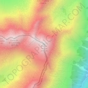Topografisk kort Monte Torena, højde, terræn
