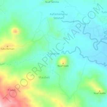 Topografisk kort Tubuhue, højde, terræn