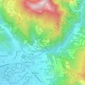 Topografisk kort Bargana, højde, terræn