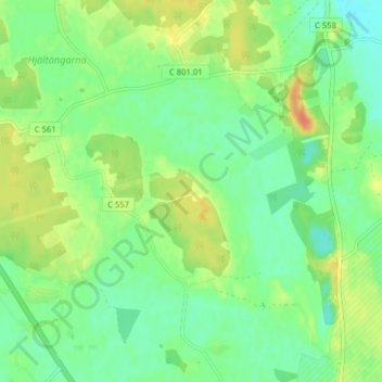 Topografisk kort Ekeby Gård, højde, terræn