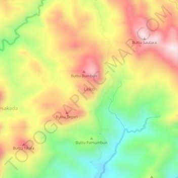 Topografisk kort Leko, højde, terræn