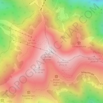 Topografisk kort Goldeck, højde, terræn