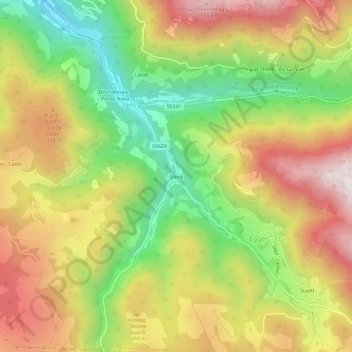 Topografisk kort Località Stenk, højde, terræn