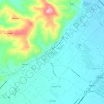 Topografisk kort Cuccurano, højde, terræn