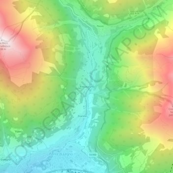 Topografisk kort Precasaglio, højde, terræn