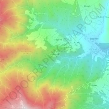 Topografisk kort Valboncione, højde, terræn