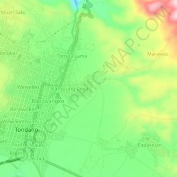 Topografisk kort Wulauan, højde, terræn
