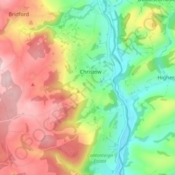 Topografisk kort Bennah, højde, terræn