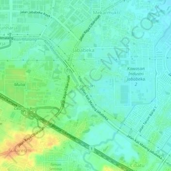 Topografisk kort Pasirsari, højde, terræn