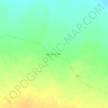 Topografisk kort Leandro N. Alem, højde, terræn