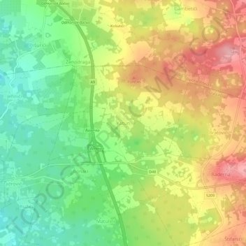 Topografisk kort Katun, højde, terræn