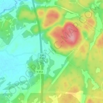 Topografisk kort Stråvalla, højde, terræn