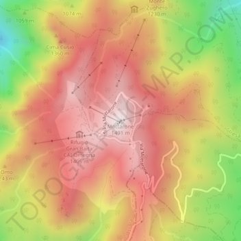 Topografisk kort Mottarone, højde, terræn