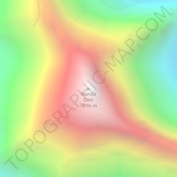Topografisk kort Nanda Devi, højde, terræn