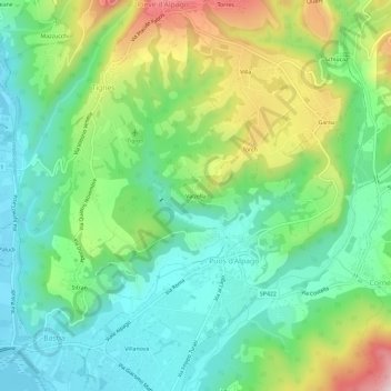 Topografisk kort Valzella, højde, terræn