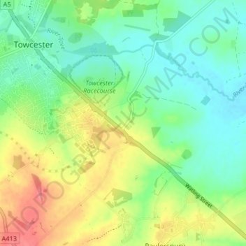Topografisk kort Heathencote, højde, terræn