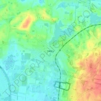 Topografisk kort Højby, højde, terræn
