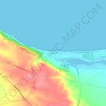 Topografisk kort Platamona, højde, terræn