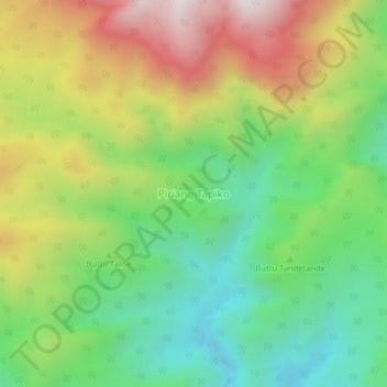 Topografisk kort Piriang Tapiko, højde, terræn