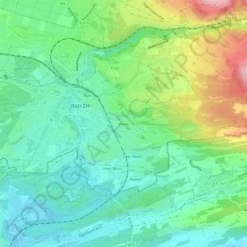Topografisk kort Wacht, højde, terræn