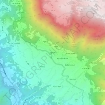 Topografisk kort Vignola, højde, terræn