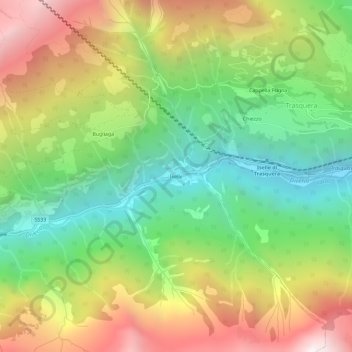Topografisk kort Iselle, højde, terræn
