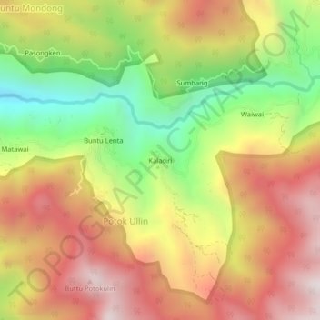 Topografisk kort Kalaciri, højde, terræn