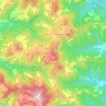 Topografisk kort Santa Giulia, højde, terræn