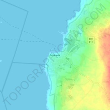 Topografisk kort Torekov, højde, terræn