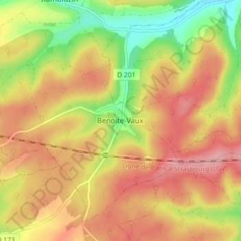 Topografisk kort Benoite-Vaux, højde, terræn