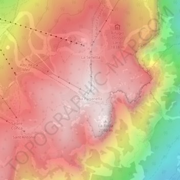 Topografisk kort Paganella, højde, terræn